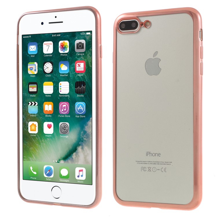 

Electroplating TPU Clear Back Cover for iPhone 8 Plus / 7 Plus - Pink