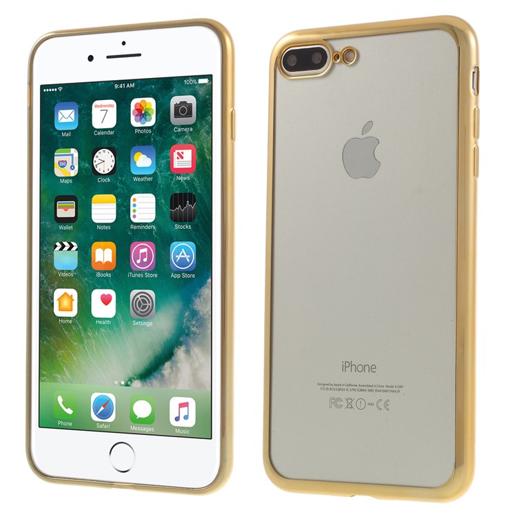 

Electroplating Clear TPU Case Shell for iPhone 8 Plus / 7 Plus - Gold, iPhone 8 Plus
