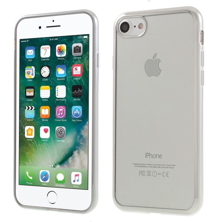 Electroplating Edge Soft TPU Case for iPhone 7 4.7 - Silver-1