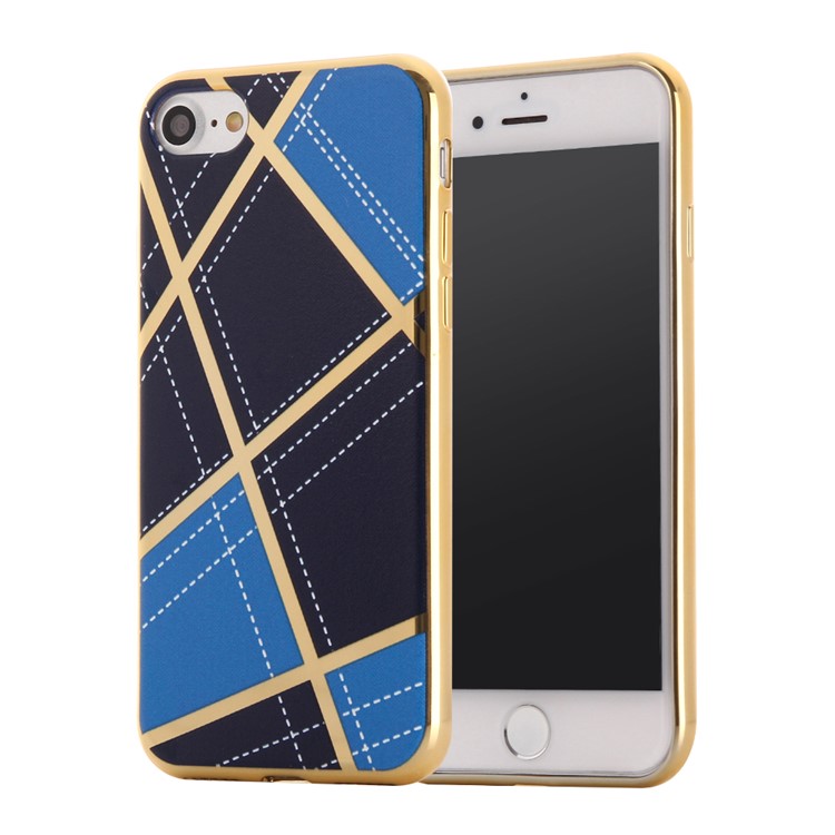 Geometric Pattern Electroplating Hard Case for iPhone 7 4.7 - Light Blue / Black Blue-1