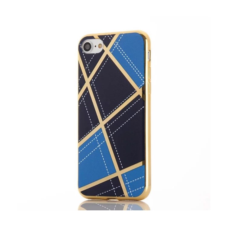Geometric Pattern Electroplating Hard Case for iPhone 7 4.7 - Light Blue / Black Blue-1