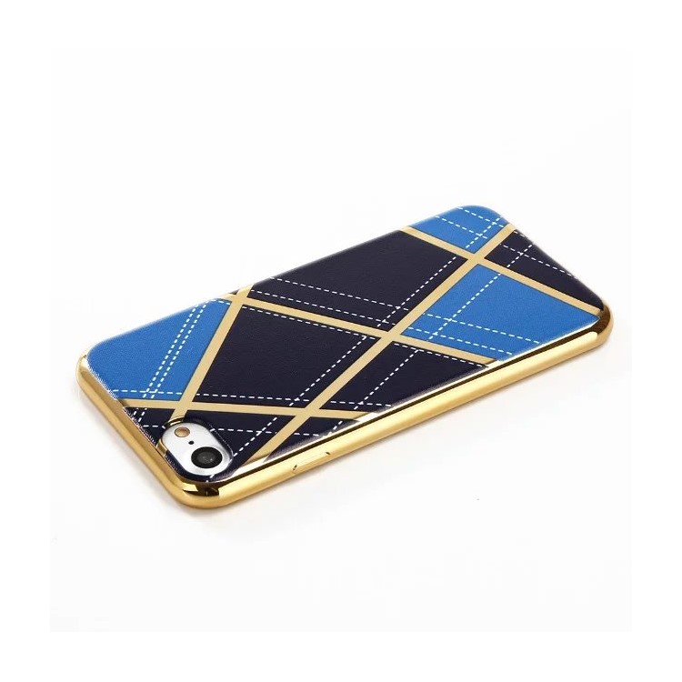 Geometric Pattern Electroplating Hard Case for iPhone 7 4.7 - Light Blue / Black Blue-1