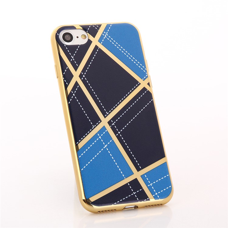Geometric Pattern Electroplating Hard Case for iPhone 7 4.7 - Light Blue / Black Blue-1