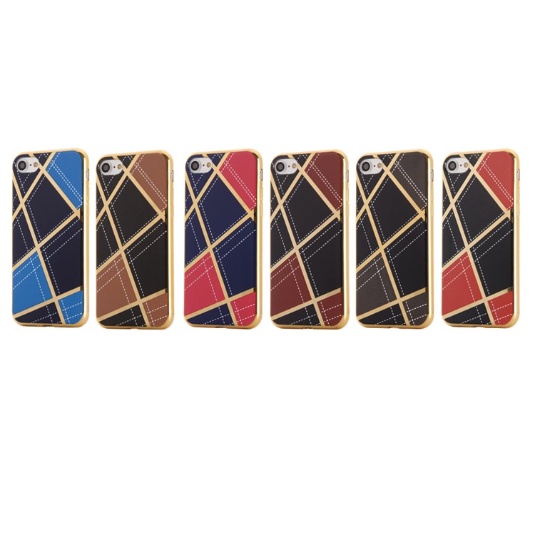 Geometric Pattern Electroplating Hard Case for iPhone 7 4.7 - Light Blue / Black Blue-1