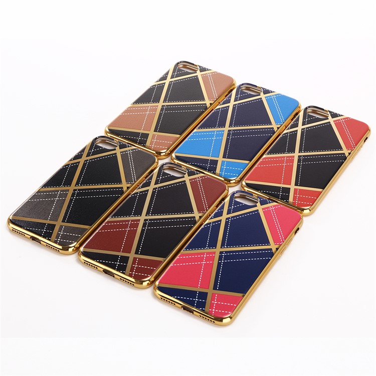 Geometric Pattern Electroplating Hard Case for iPhone 7 4.7 - Light Blue / Black Blue-1