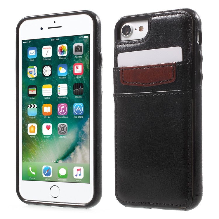 

Card Holder Leather Coated TPU Case for iPhone 8 / 7 - Black