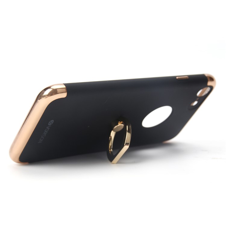 VORSON Rubberized Electroplating PC Ring Holder Back Case for iPhone 7 4.7 - Black-1