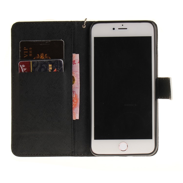 Pattern Printing Leather Wallet Stand Cover with Wrist Strap for iPhone 7 Plus 5.5 - Panda-1