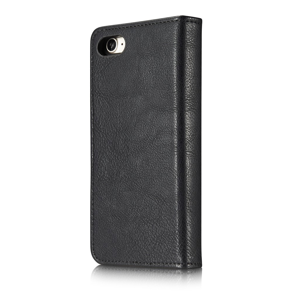 DG.MING Split Leather Wallet Cover with Detachable PC Back Shell for iPhone SE (2020) / SE (2022) / 8 / 7 - Black-4