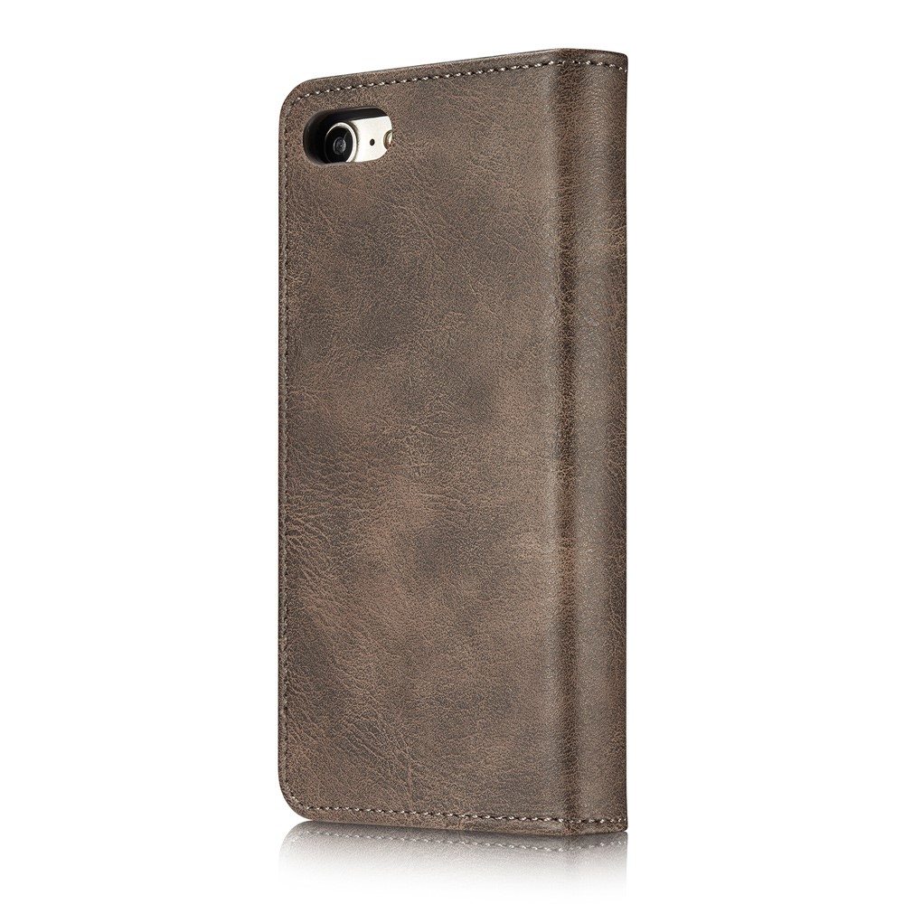 DG.MING for iPhone 7 2-In-1 Split Leather Wallet PC Case - Coffee-4
