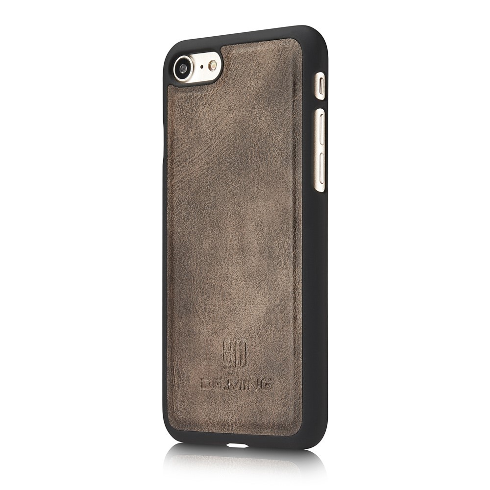DG.MING for iPhone 7 2-In-1 Split Leather Wallet PC Case - Coffee-5