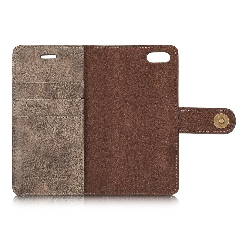 DG.MING for iPhone 7 2-In-1 Split Leather Wallet PC Case - Coffee-7