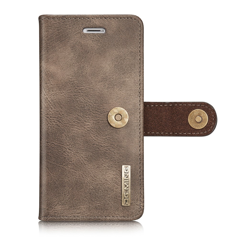 DG.MING for iPhone 7 2-In-1 Split Leather Wallet PC Case - Coffee-8
