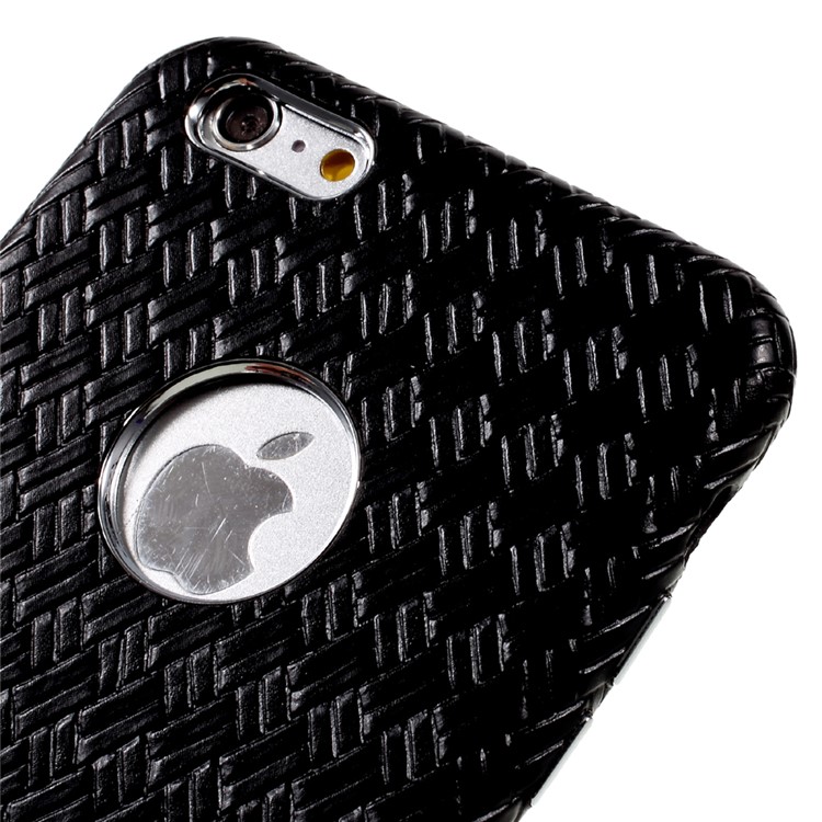 VORSON for iPhone 6S 6 Woven Pattern Leather Coated Hard Case - Black-3