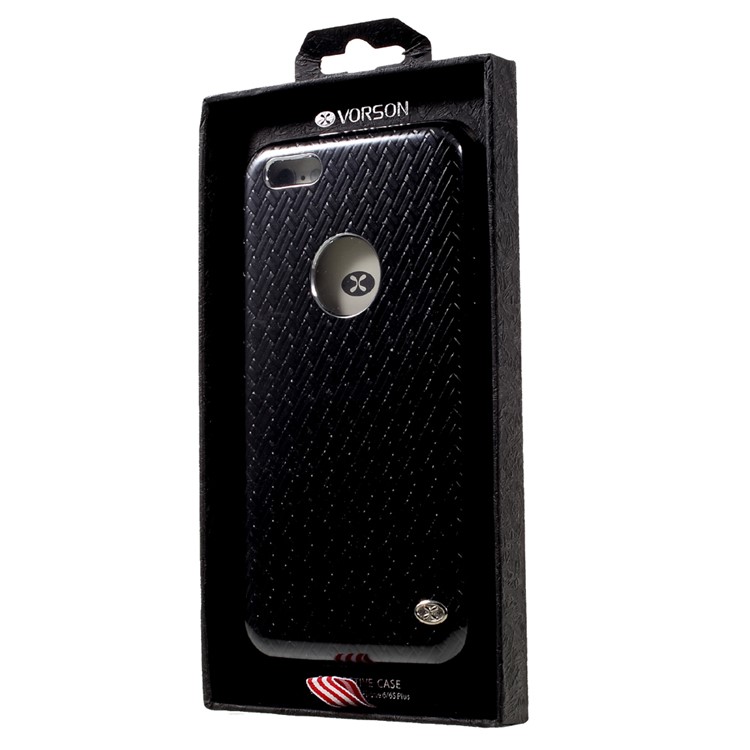 VORSON for iPhone 6S 6 Woven Pattern Leather Coated Hard Case - Black-6
