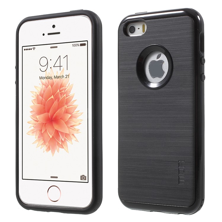 MOFI Detachable PC Frame + Brushed TPU Hybrid Case for iPhone SE/5s/5 - Black-1