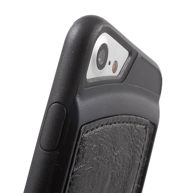 Leather Coated Flexible TPU Back Phone Case with Card Holder for iPhone 7 - Black-6