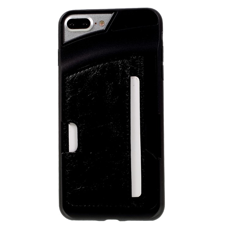 PU Leather Coated Card Holder TPU Case for iPhone 7 Plus - Black-2