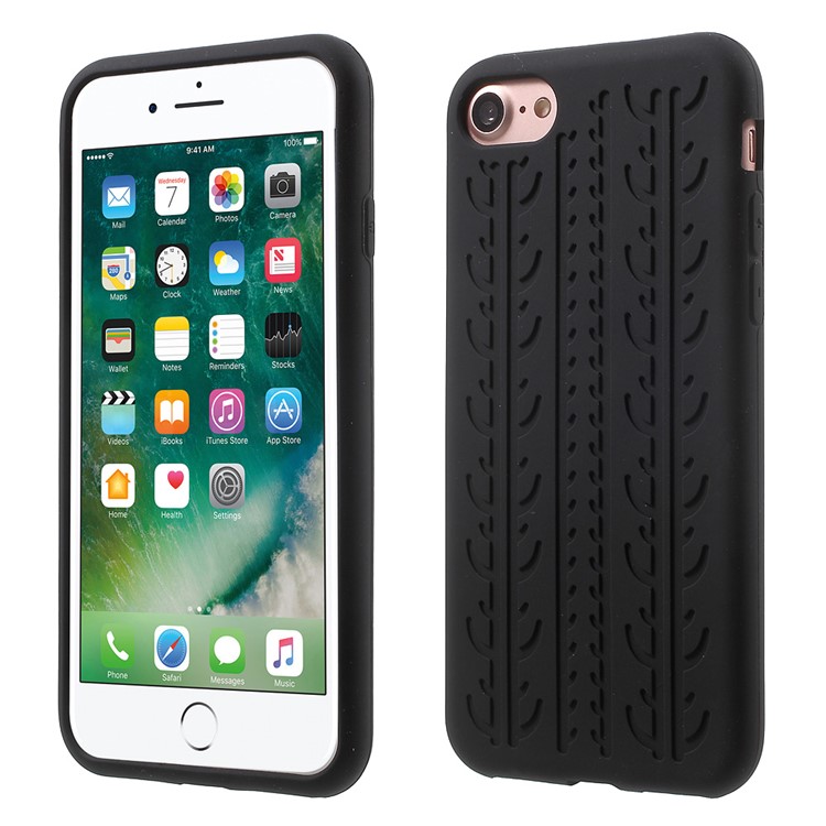 Skid-proof Tyre Tread Silicone Case for iPhone 7 4.7 Inch - Black-1