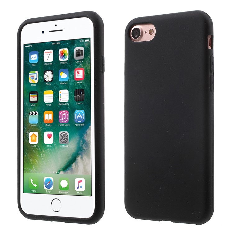 Matte Silicone Soft Case Cover for iPhone 7 4.7 Inch - Black-1