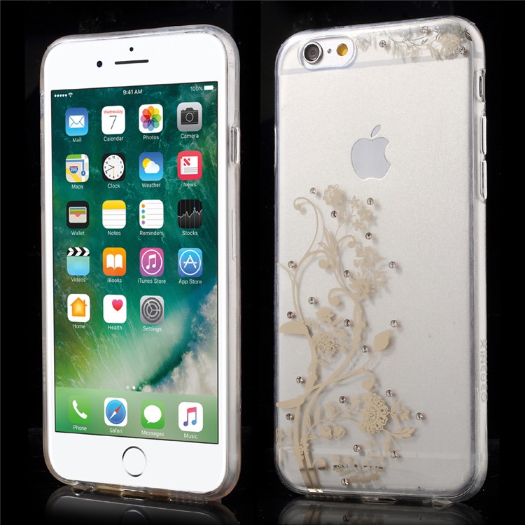 XINCUCO Floral Style IMD TPU Case for iPhone 6s / 6 Rhinestone Decoration-1