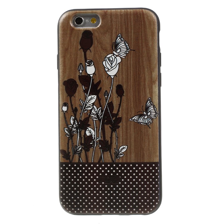 XINCUCO Embossed Pattern Acrylic Hard Case for iPhone 6s Plus/6 Plus - Butterfly and Rose-1