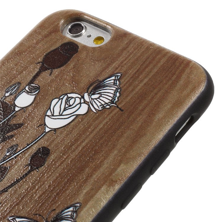 XINCUCO Embossed Pattern Acrylic Hard Case for iPhone 6s Plus/6 Plus - Butterfly and Rose-4