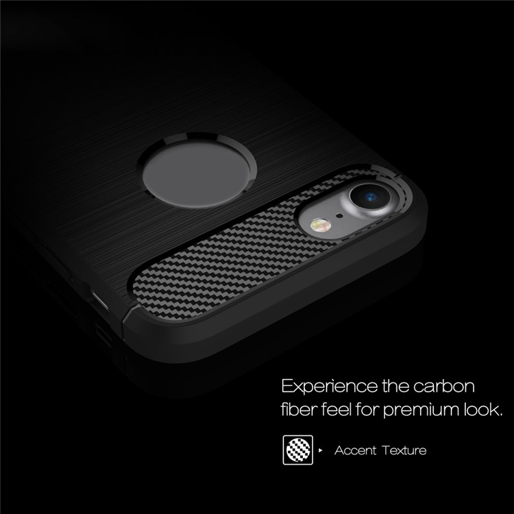 Rugged Armor Brushed TPU Back Case with Carbon Fiber Decorated for iPhone 8 / 7 - Black-3