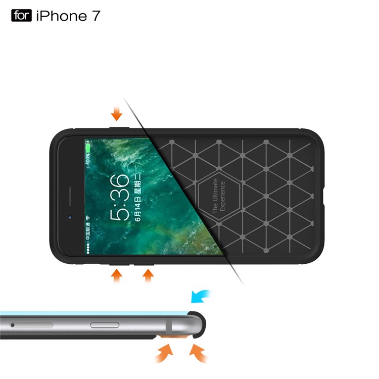 Rugged Armor Brushed TPU Back Case with Carbon Fiber Decorated for iPhone 8 / 7 - Black-7