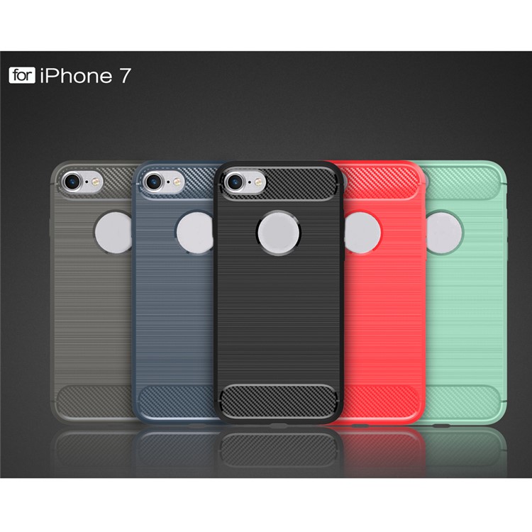 Rugged Armor Brushed TPU Back Case with Carbon Fiber Decorated for iPhone 8 / 7 - Black-9
