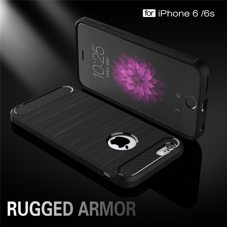 Carbon Fibre Brushed TPU Case for iPhone 6s 6 - Black-2