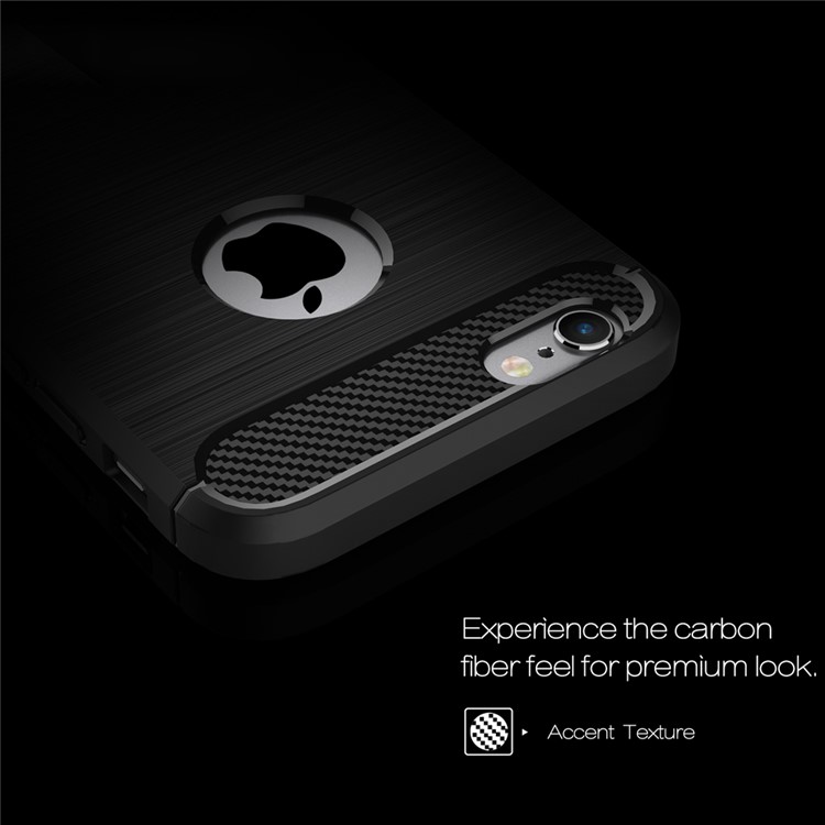 Carbon Fibre Brushed TPU Case for iPhone 6s 6 - Black-3