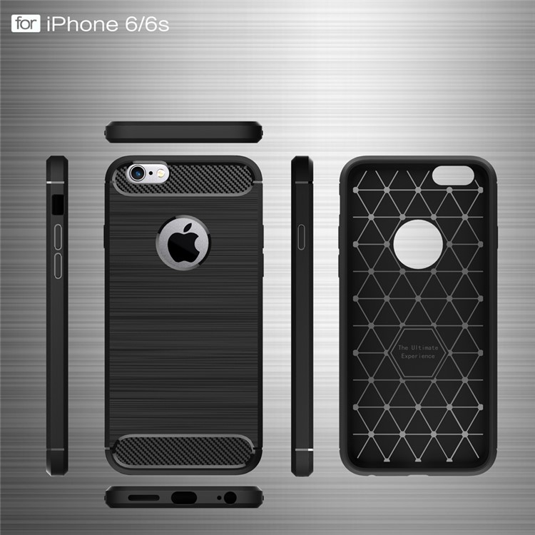 Carbon Fibre Brushed TPU Case for iPhone 6s 6 - Black-6
