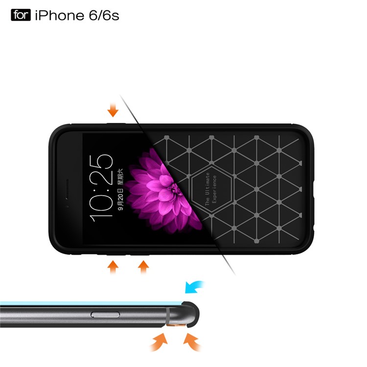 Carbon Fibre Brushed TPU Case for iPhone 6s 6 - Black-7