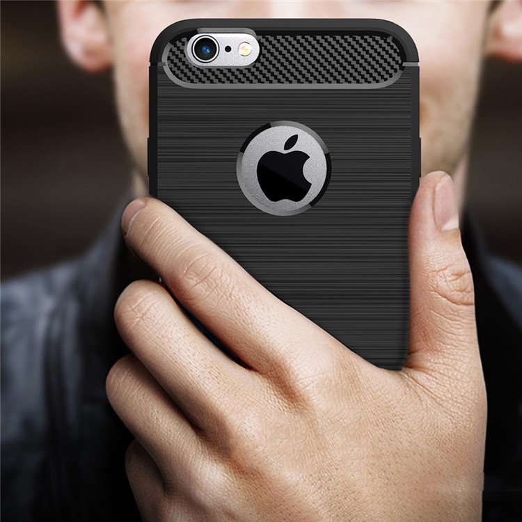 Carbon Fibre Brushed TPU Case for iPhone 6s 6 - Black-8