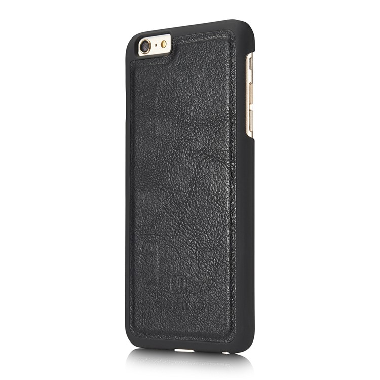 Dg. Billetera de Cuero Dividido Resistente a Scratch + Shell de Teléfono Trasero de PC Dura Desmontable Para Iphone 6s / 6 4.7 Pulgadas - Negro