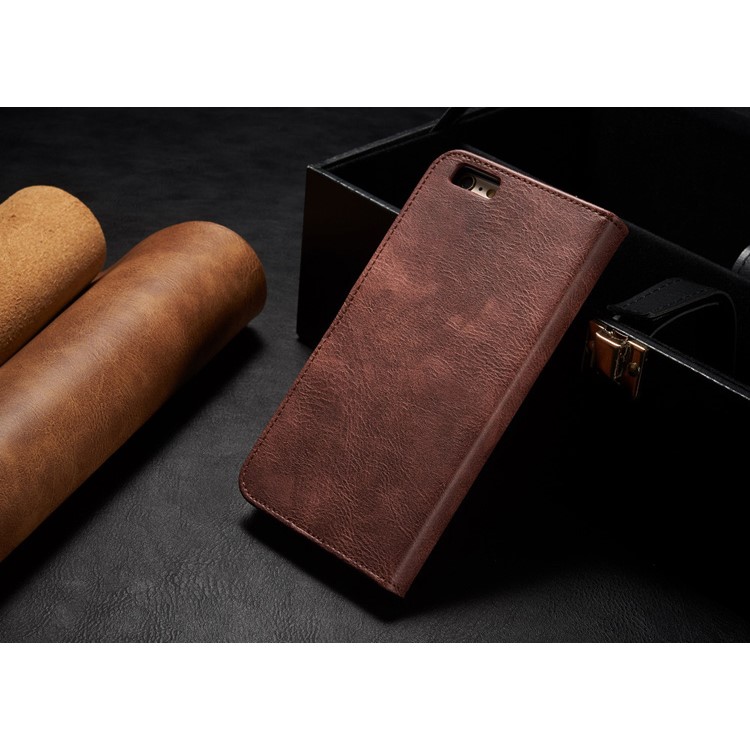 DG.MING para iPhone 6s 6 Bolsa de couro dividida + Estojo de caixa removível do PC - Vermelho-10