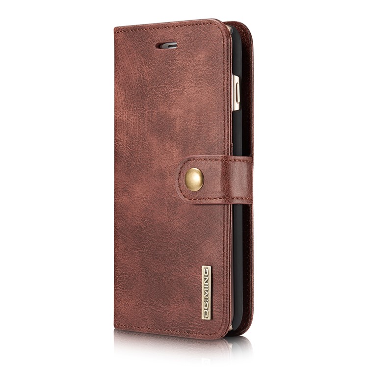DG.MING para iPhone 6s 6 Bolsa de couro dividida + Estojo de caixa removível do PC - Vermelho-3
