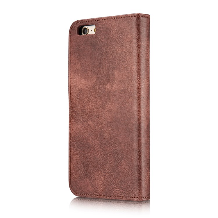 DG.MING para iPhone 6s 6 Bolsa de couro dividida + Estojo de caixa removível do PC - Vermelho-4