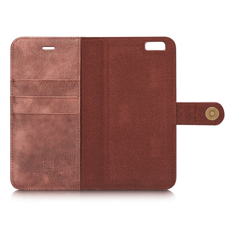 DG.MING para iPhone 6s 6 Bolsa de couro dividida + Estojo de caixa removível do PC - Vermelho-7