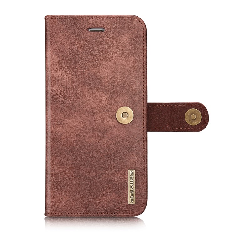 DG.MING para iPhone 6s 6 Bolsa de couro dividida + Estojo de caixa removível do PC - Vermelho-8