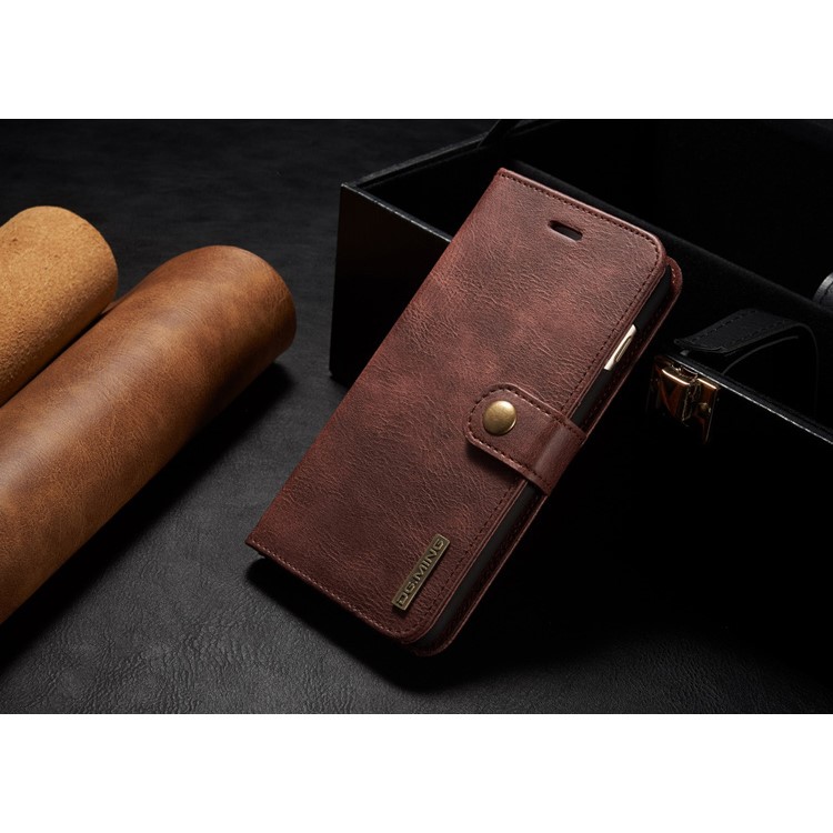 DG.MING para iPhone 6s 6 Bolsa de couro dividida + Estojo de caixa removível do PC - Vermelho-9