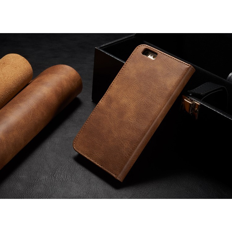 DG.MING 2-dentro-1 Bolsa de couro em couro dividida para iPhone 6s 6 4.7 polegadas-Castanho-13
