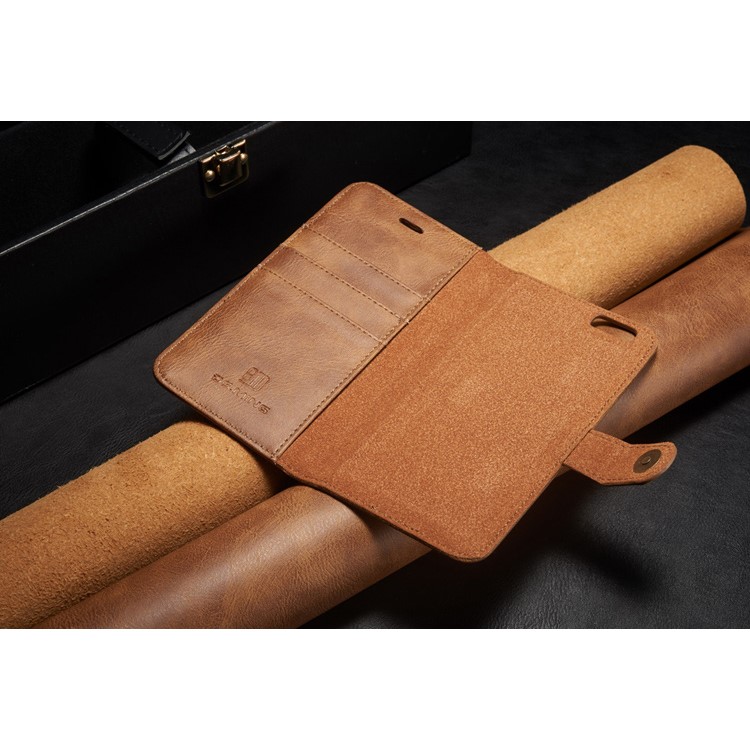 DG.MING 2-dentro-1 Bolsa de couro em couro dividida para iPhone 6s 6 4.7 polegadas-Castanho-14