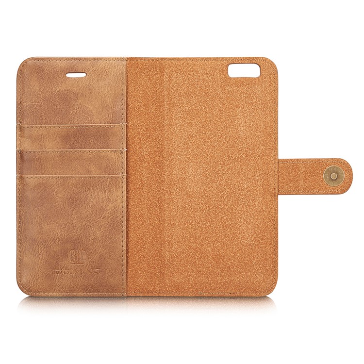 DG.MING 2-dentro-1 Bolsa de couro em couro dividida para iPhone 6s 6 4.7 polegadas-Castanho-7