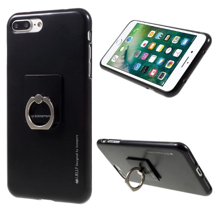 

MERCURY GOOSPERY i JELLY Finger Ring Kickstand TPU Case for iPhone 8 Plus / 7 Plus 5.5 - Black