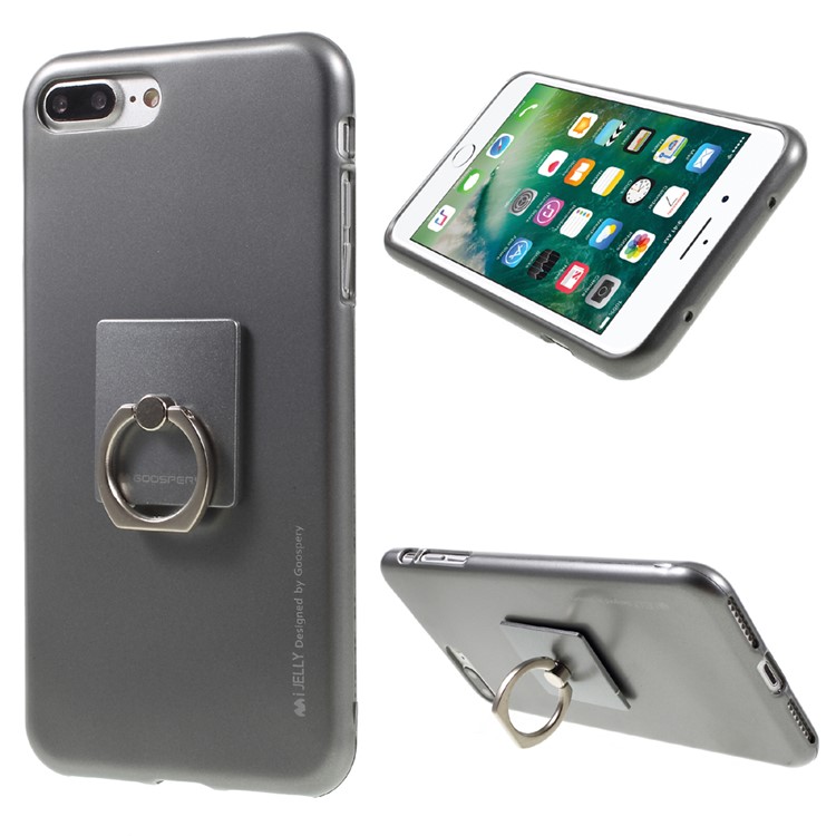 

MERCURY GOOSPERY i JELLY Finger Ring Kickstand TPU Cover for iPhone 8 Plus / 7 Plus 5.5 - Grey