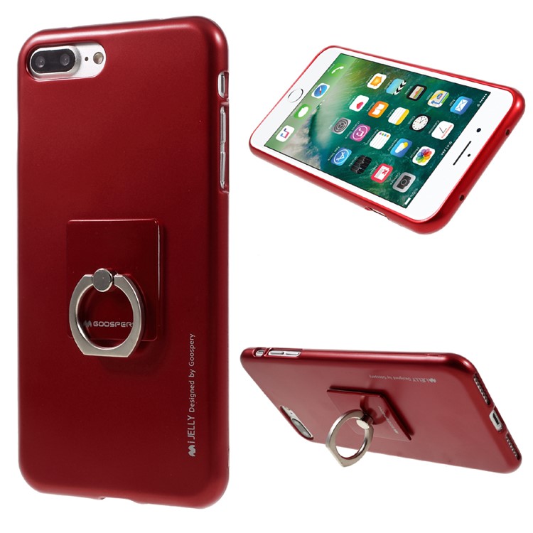 

MERCURY GOOSPERY i JELLY Finger Ring Kickstand TPU Shell for iPhone 8 Plus / 7 Plus 5.5 - Red