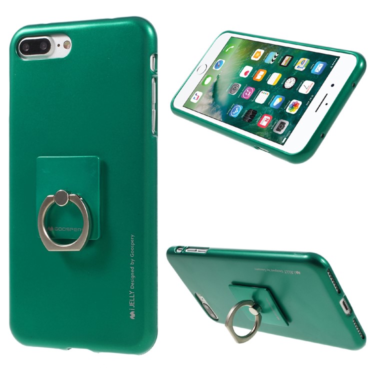

MERCURY GOOSPERY i JELLY Metal Ring Kickstand TPU Back Cover for iPhone 8 Plus / 7 Plus - Green