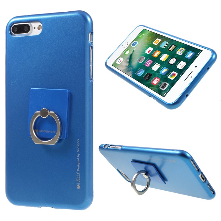 

MERCURY GOOSPERY i JELLY Metal Ring Holder TPU Cover for iPhone 8 Plus / 7 Plus - Blue